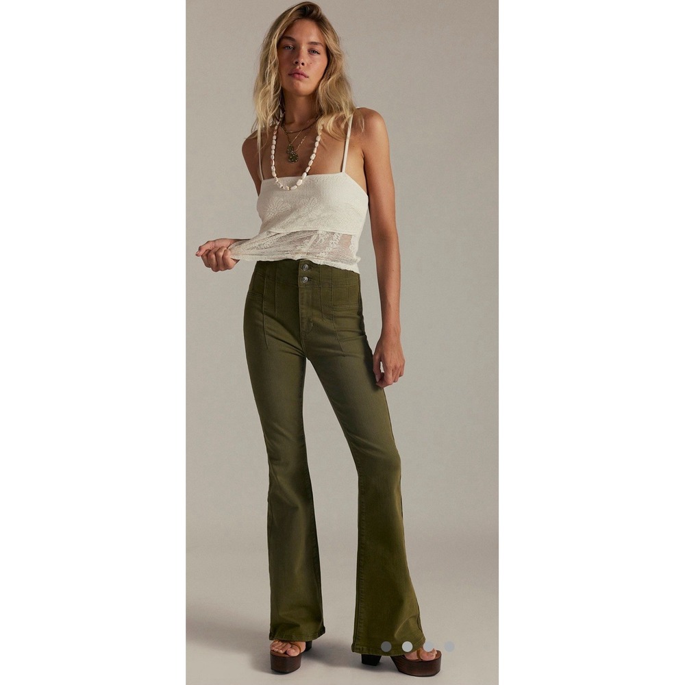 Free People We The Free Jayde Flare Jeans in Green Size 29‎ NWT - Picture 9 of 10